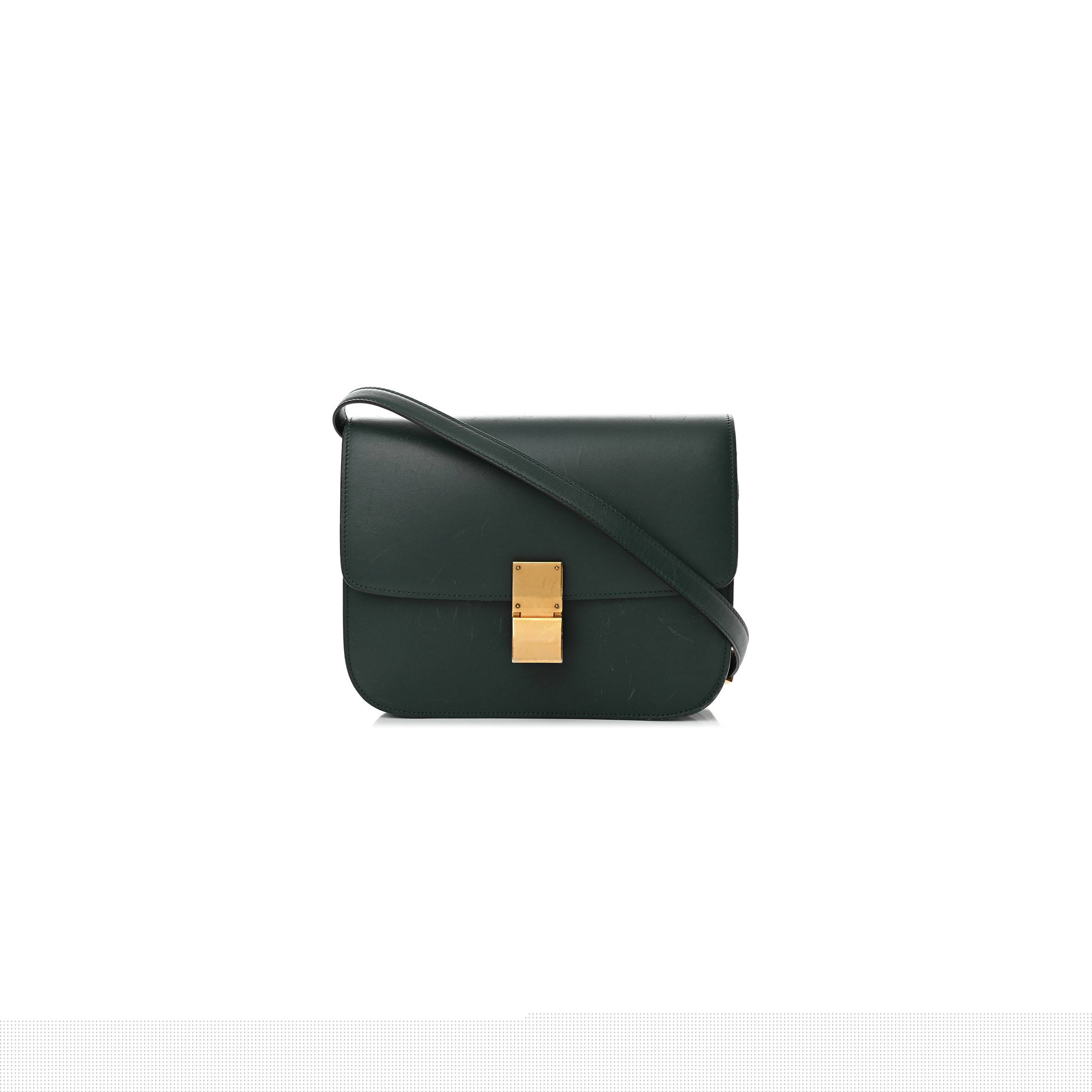 Ce**e box calfskin medium classic box flap bag amazone (23*19*7cm)