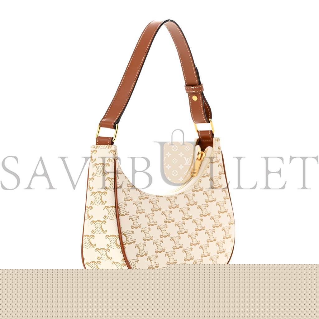 Ce**e canvas calfskin ava triomphe shoulder bag white (25*19*8cm)