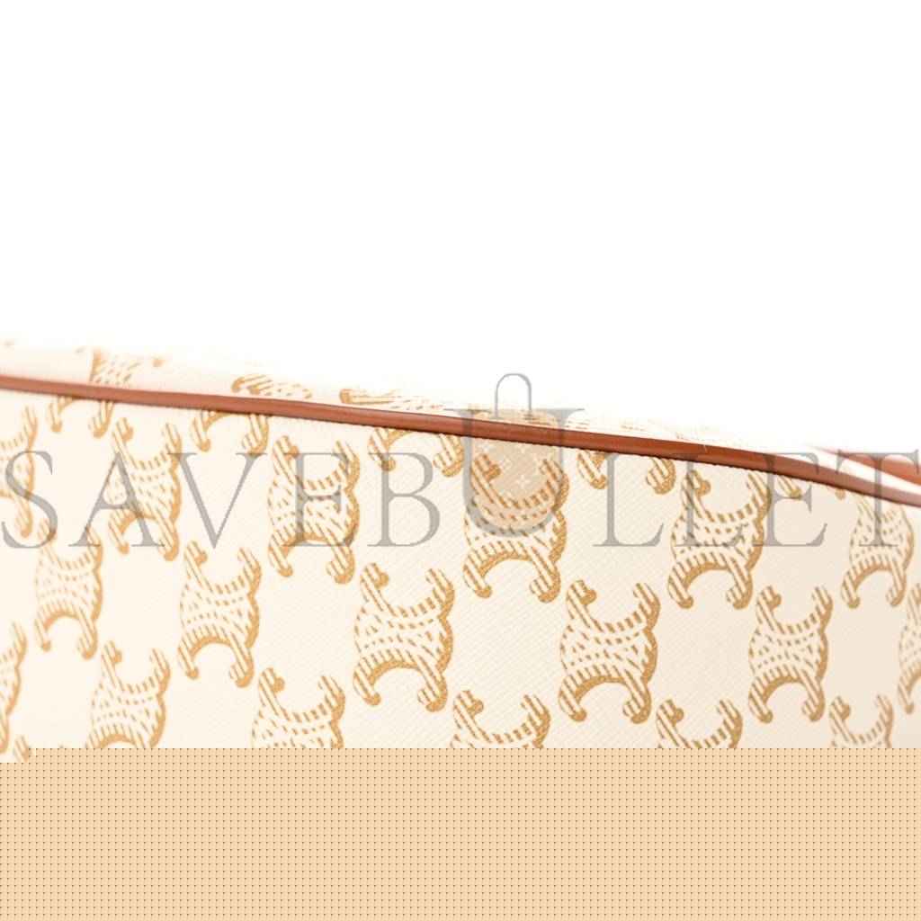 Ce**e canvas calfskin ava triomphe shoulder bag white (25*19*8cm)