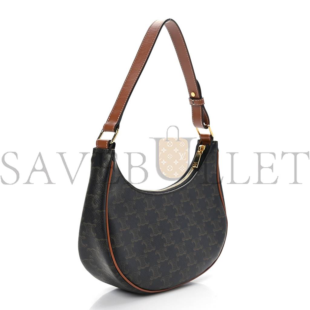 Ce**e triomphe canvas calfskin ava shoulder bag tan (25*19*7cm)