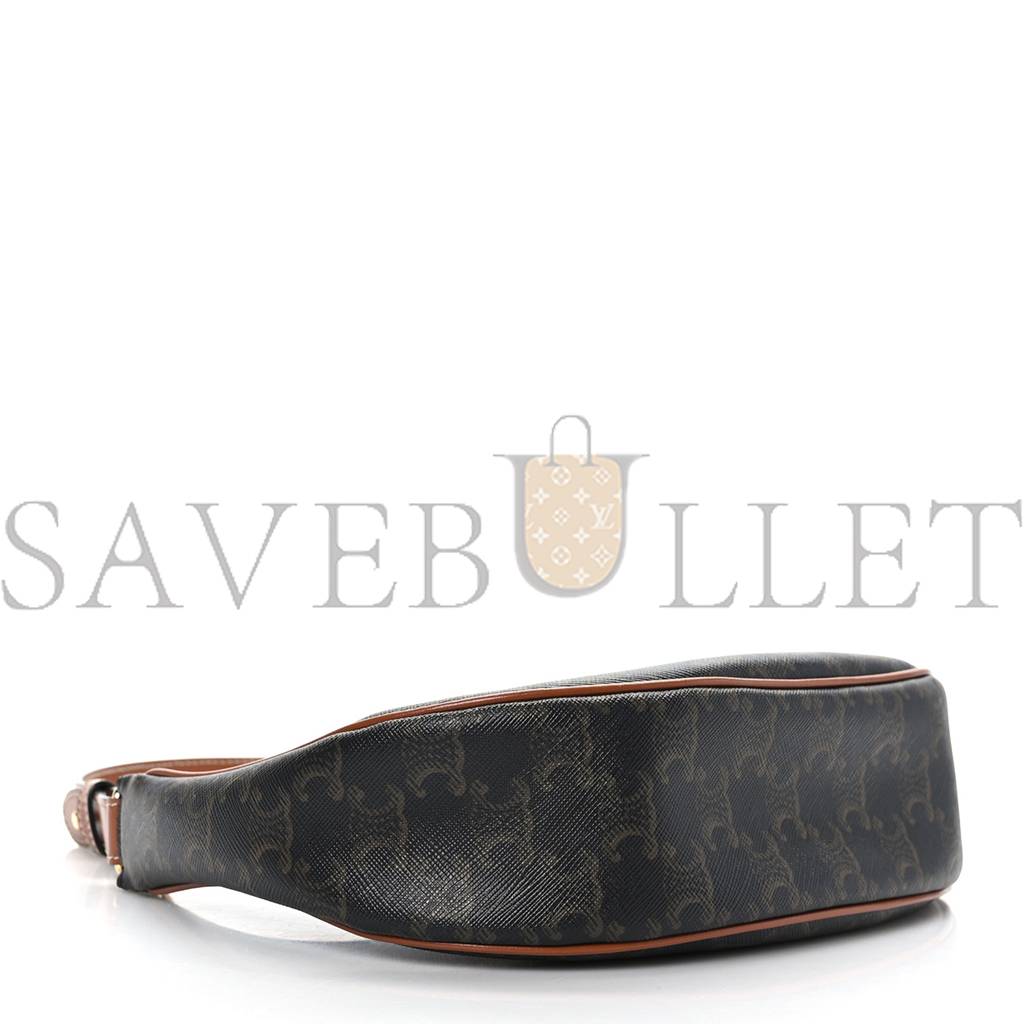Ce**e triomphe canvas calfskin ava shoulder bag tan (25*19*7cm)