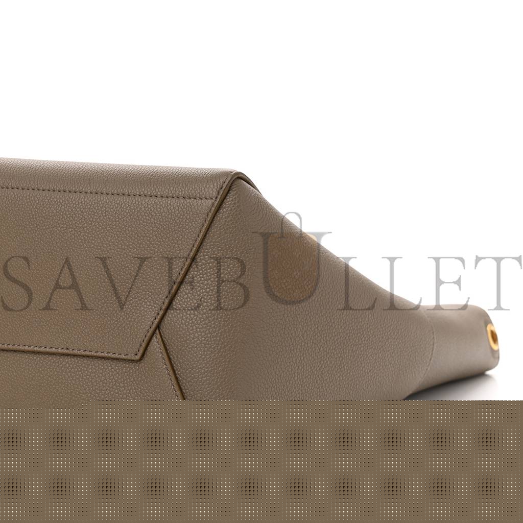 Ce**e soft grained calfskin sangle bucket bag taupe (28*23*17cm)