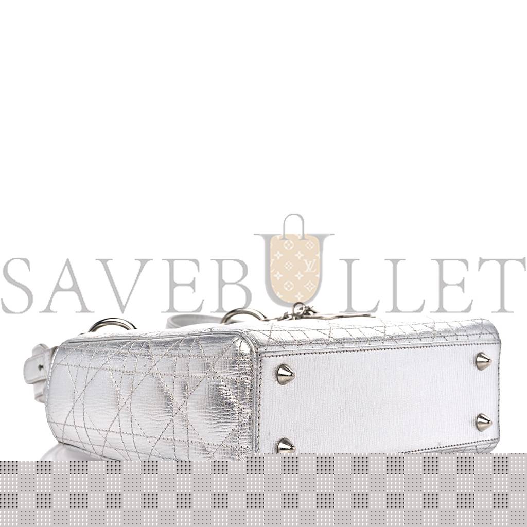 D*or metallic grained calfskin cannage small my lady D*or silver (20*18*8.3cm)