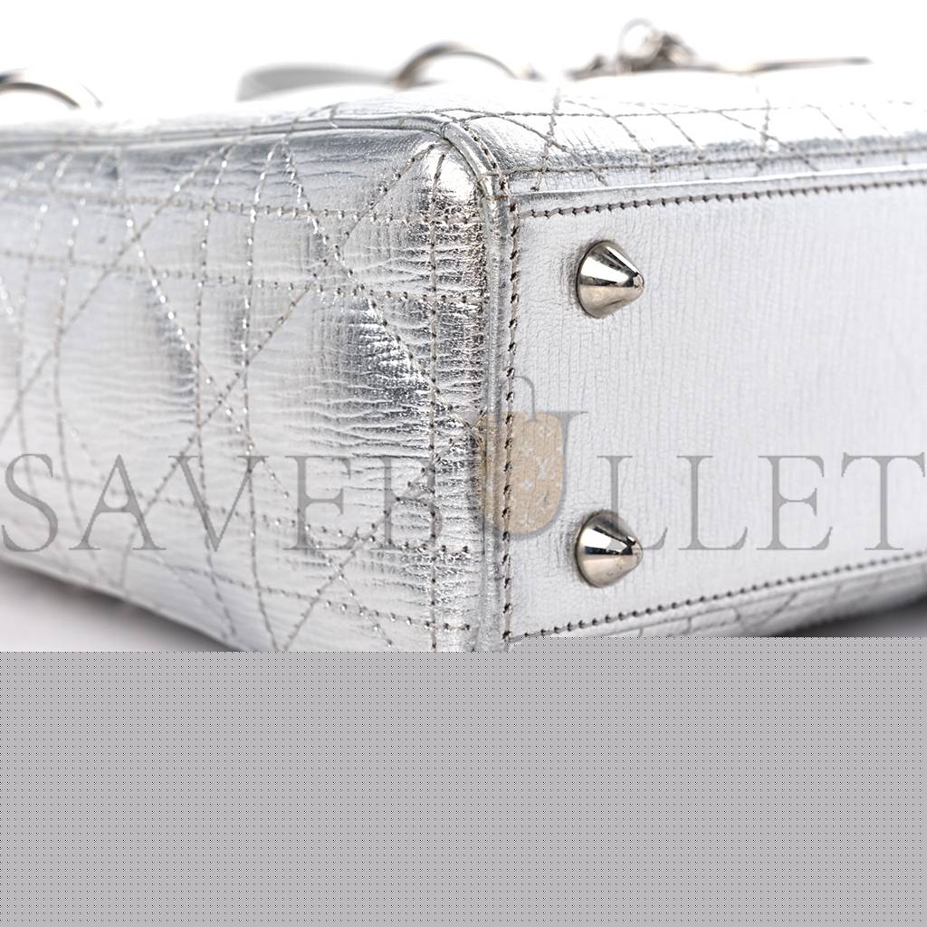 D*or metallic grained calfskin cannage small my lady D*or silver (20*18*8.3cm)