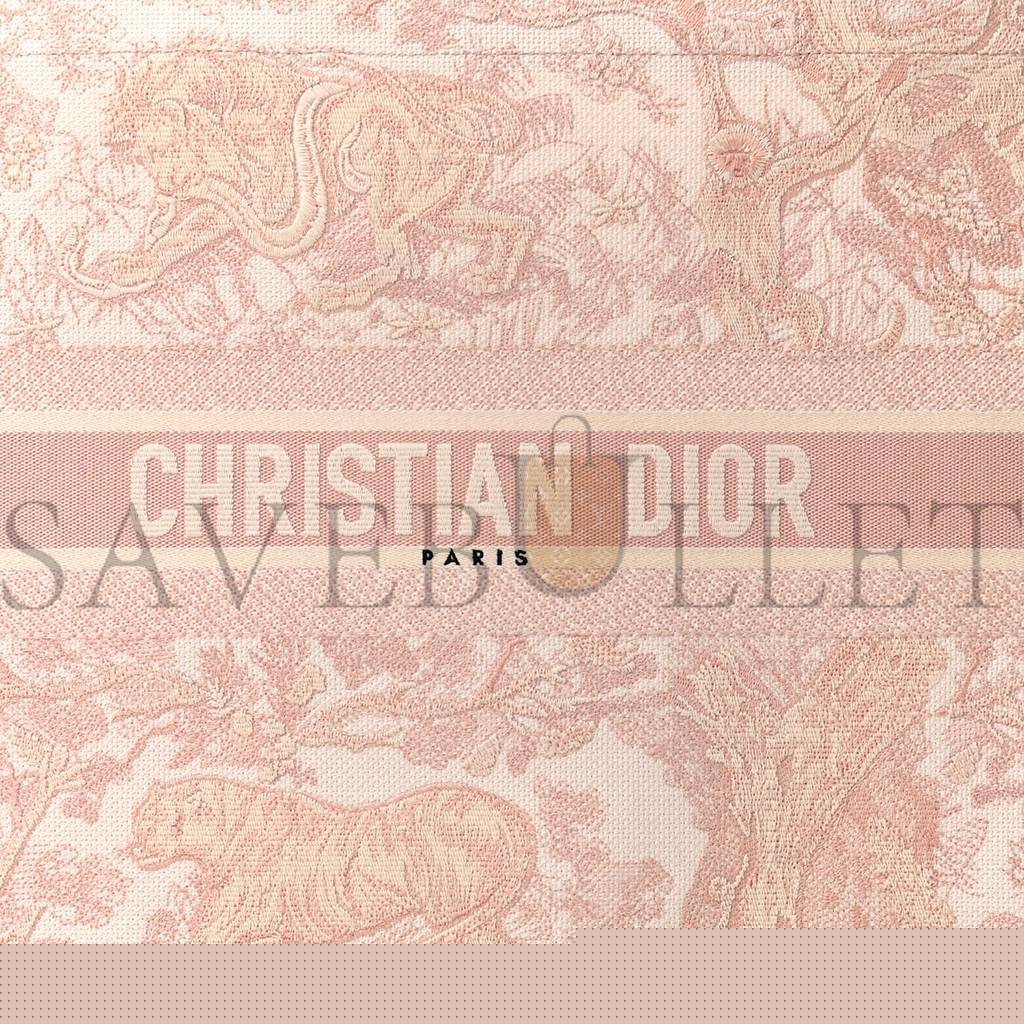 D*or canvas toile de jouy embroidered large book tote pink (42*35*10.2cm)