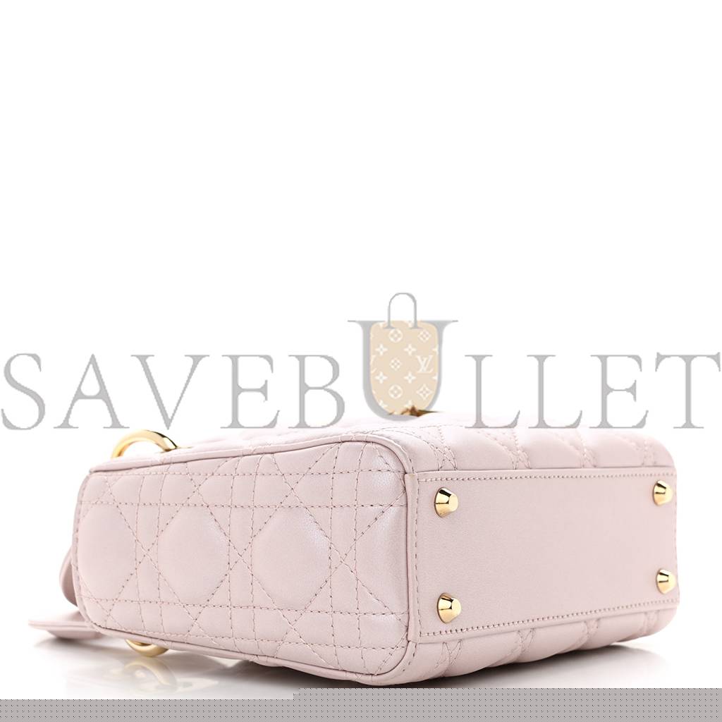 D*or metallic lambskin cannage mini lady D*or lotus (17*15*7.6cm)