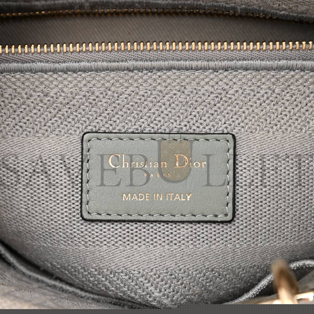 D*or canvas embroidered cannage medium lady d-lite gray (23*20*11.4cm)