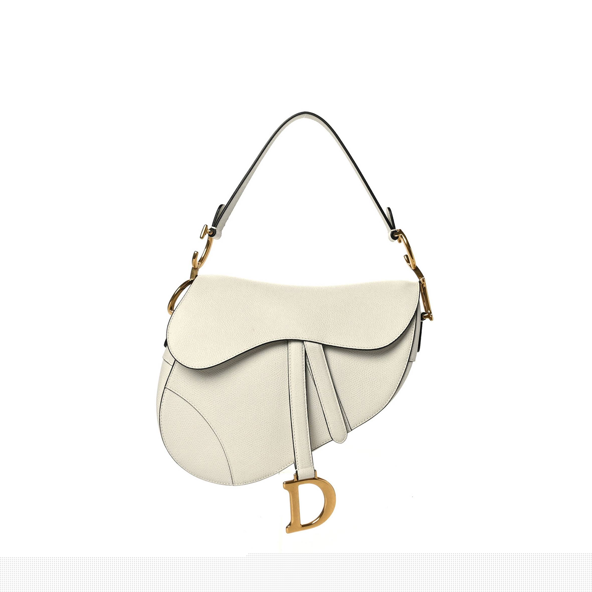 D*or grained calfskin saddle bag white (24*20*7cm)