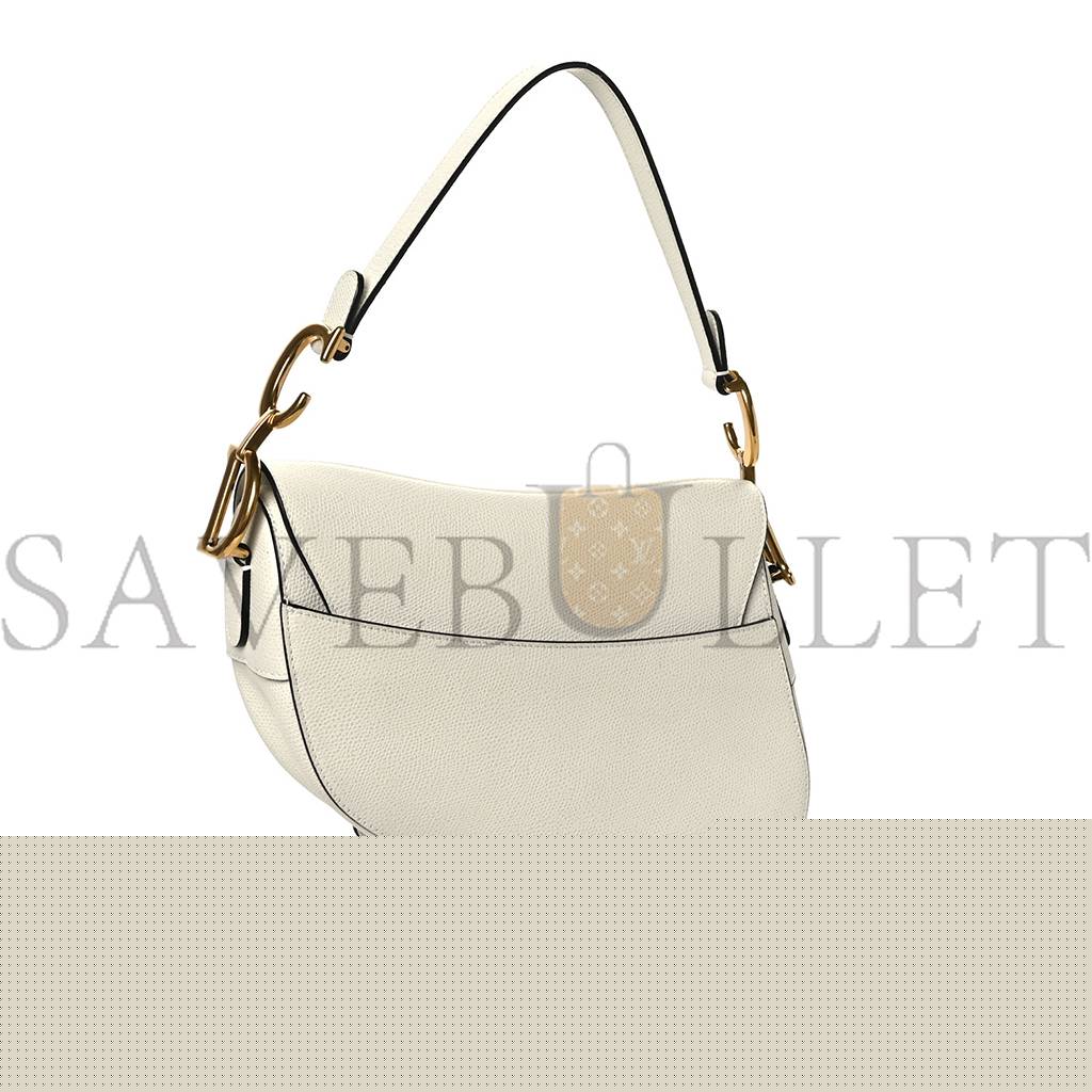D*or grained calfskin saddle bag white (24*20*7cm)