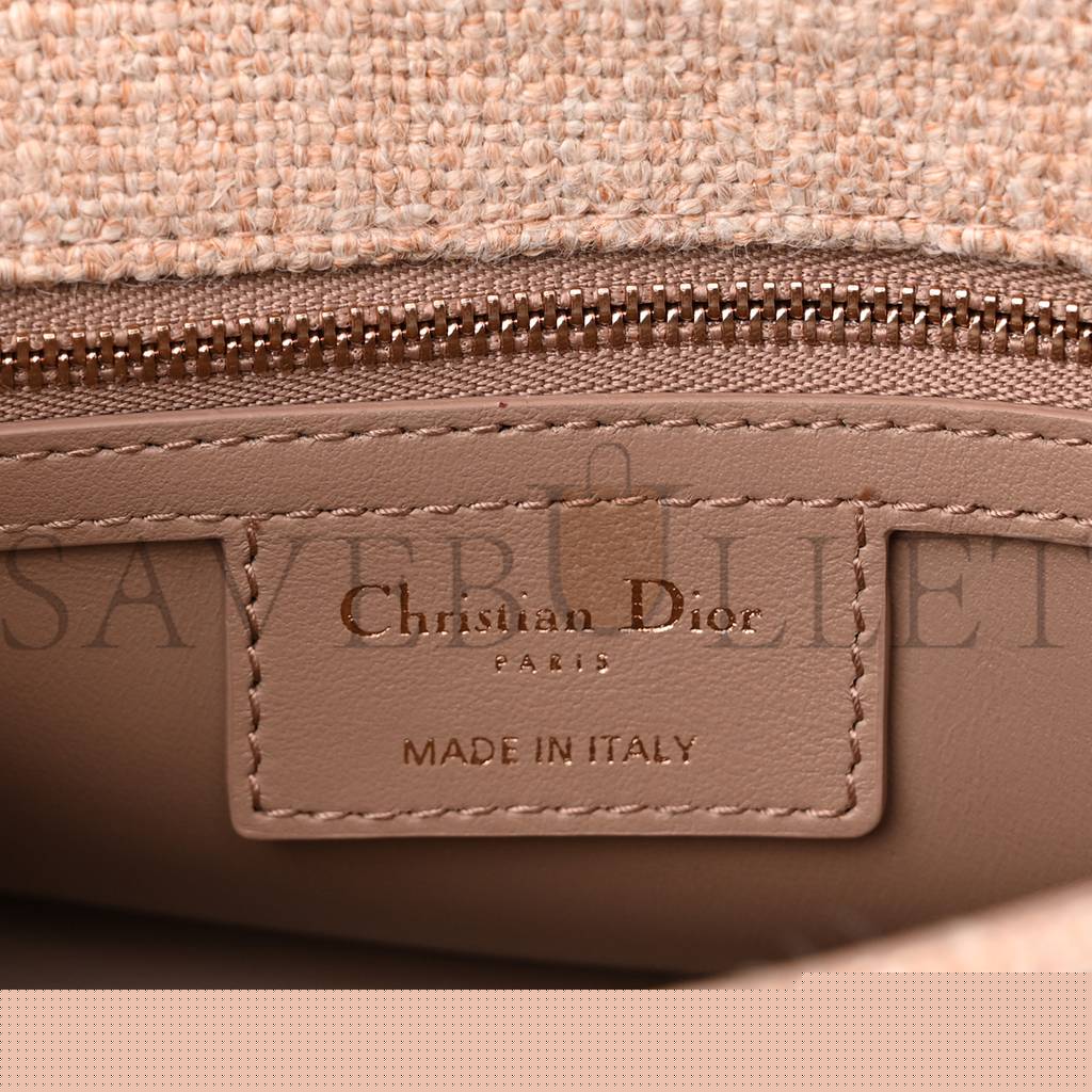 D*or linen macrocannage small caro bag rose (19*12*7.6cm)