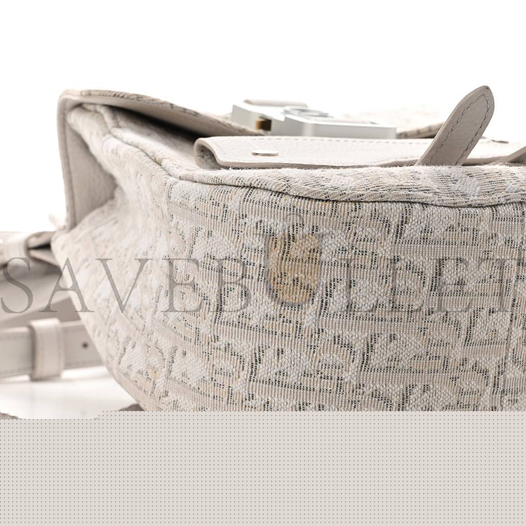 D*or homme oblique jacquard calfskin mini saddle backpack beige (23*18*8.9cm)