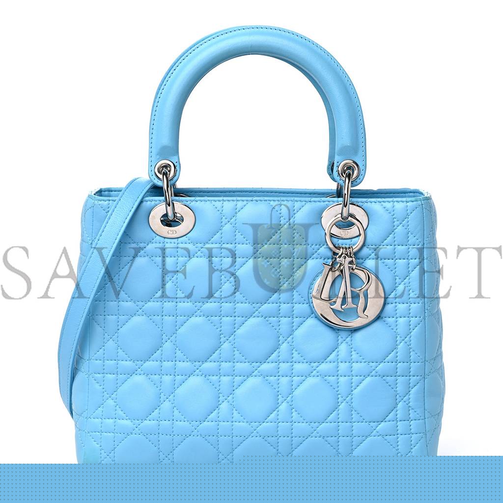 D*or lambskin cannage medium lady D*or light blue (25*20*12.1cm)