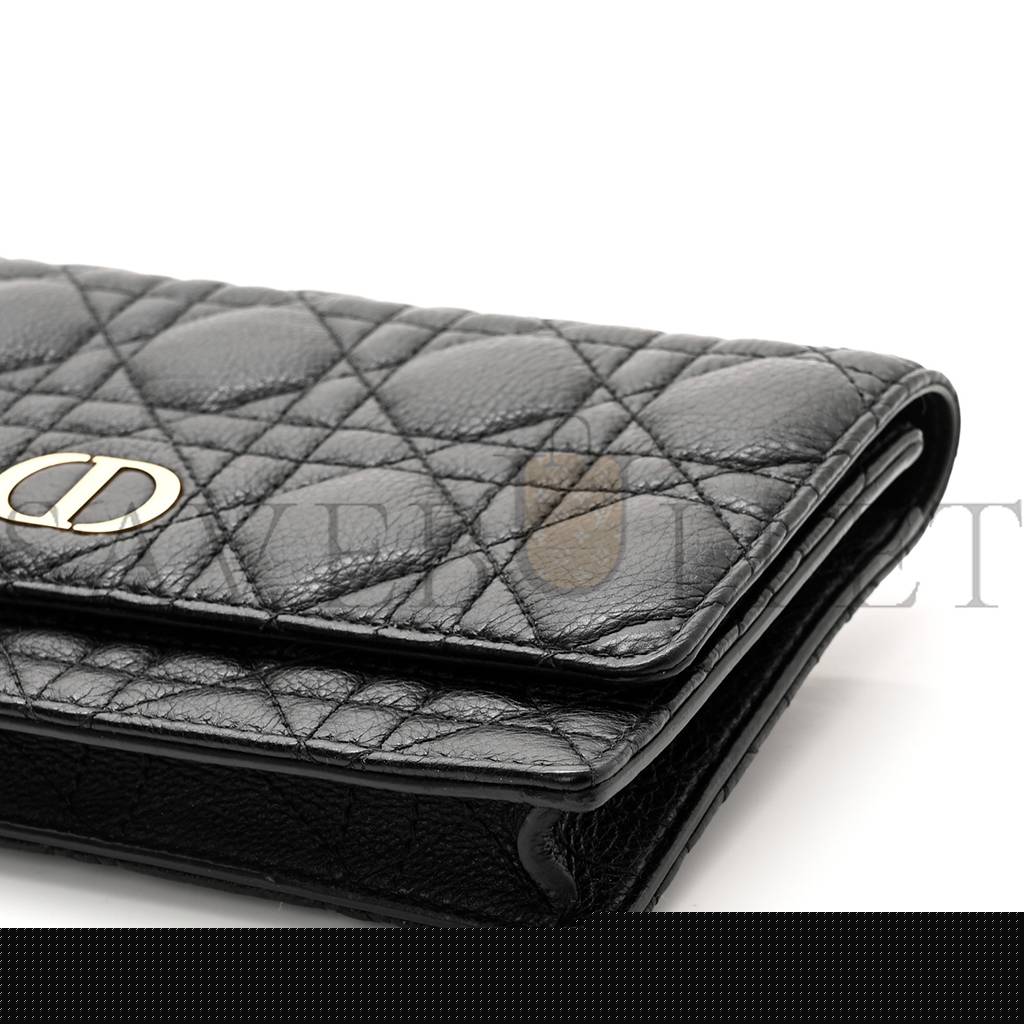 D*or supple calfskin cannage caro belt pouch with chain black (20*12*3.2cm)