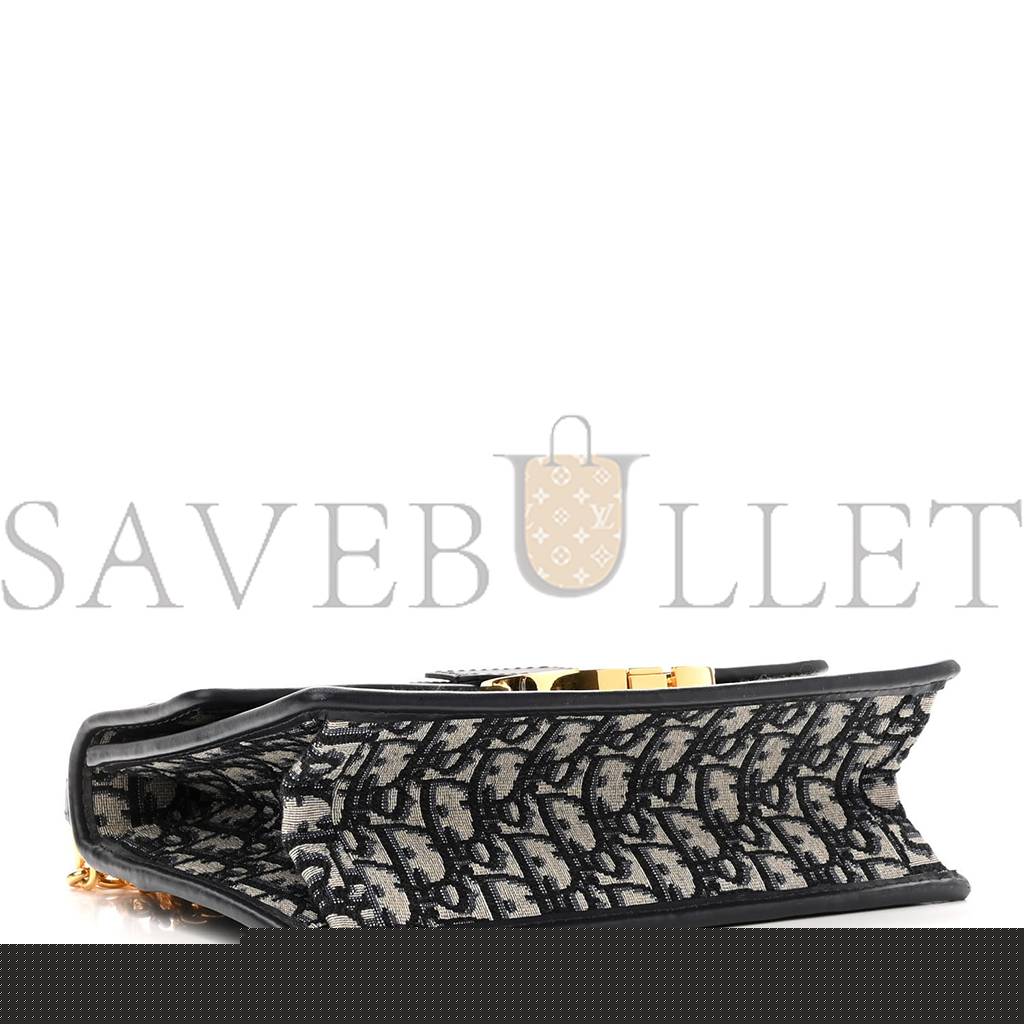 D*or oblique 30 montaigne chain flap bag blue (25*15*8.9cm)