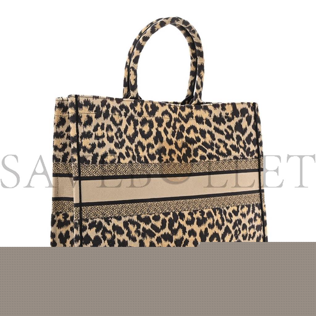 D*or canvas mizza embroidered large leopard book tote beige (42*33*15.2cm)