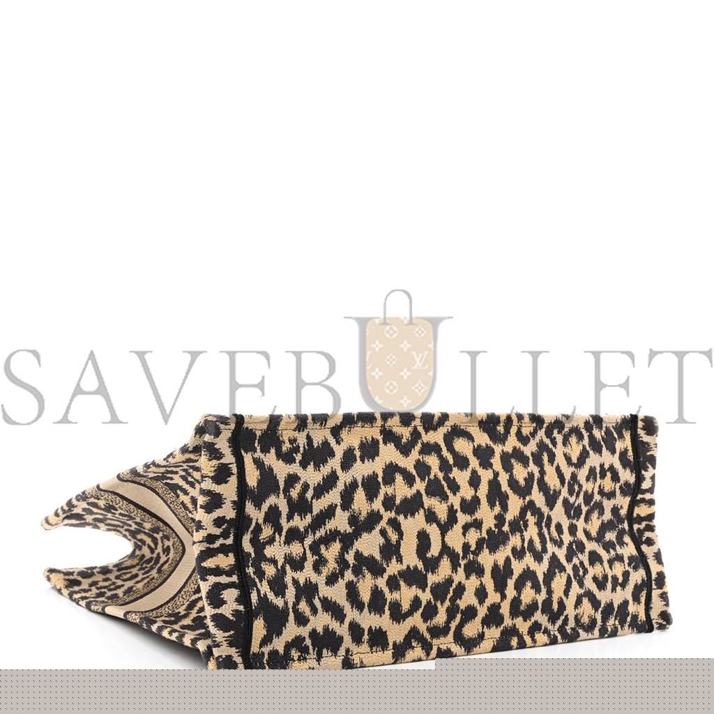 D*or canvas mizza embroidered large leopard book tote beige (42*33*15.2cm)