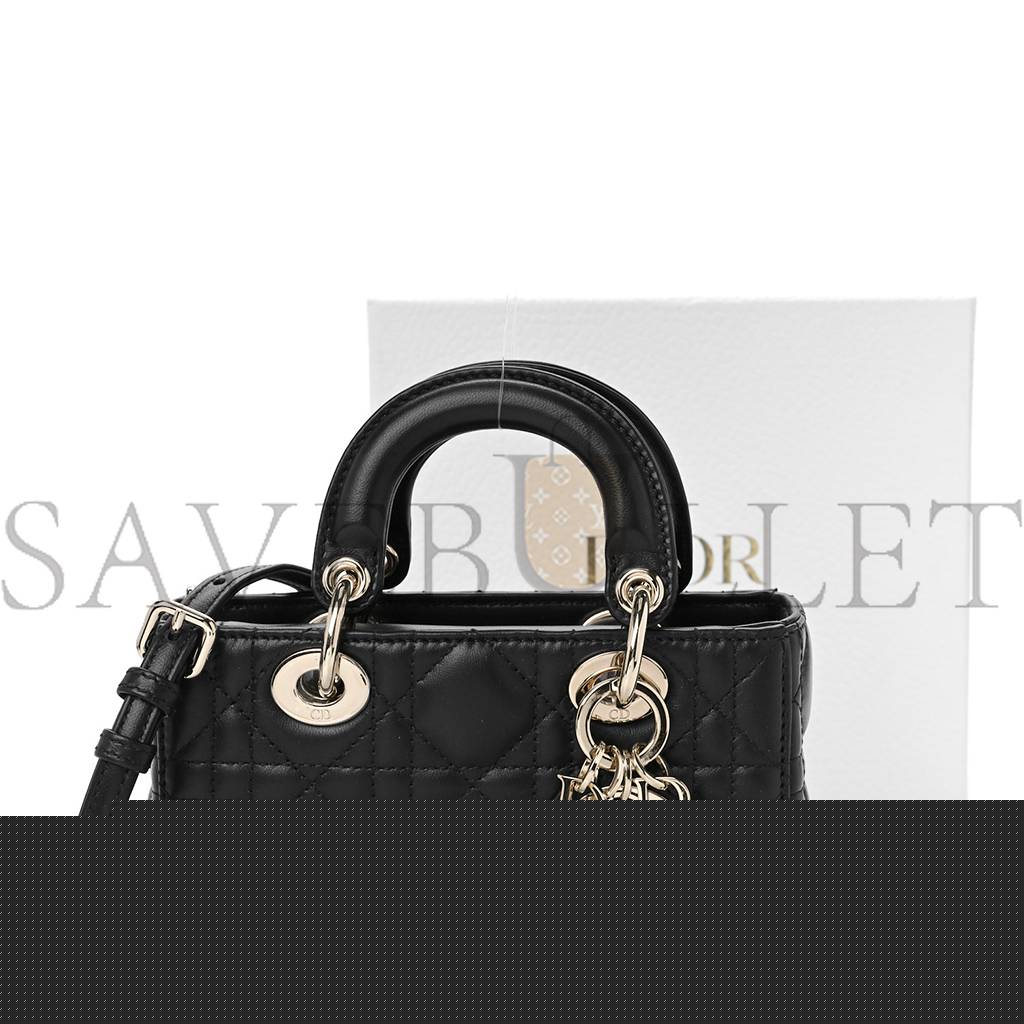 D*or lambskin cannage micro lady d-joy black (16*10*5.1cm)