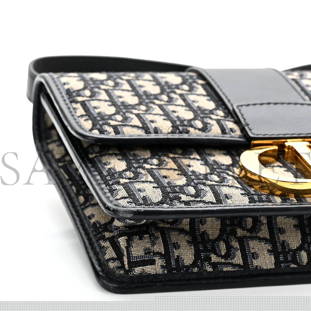 D*or oblique 30 montaigne flap bag blue (24*18*6.4cm)