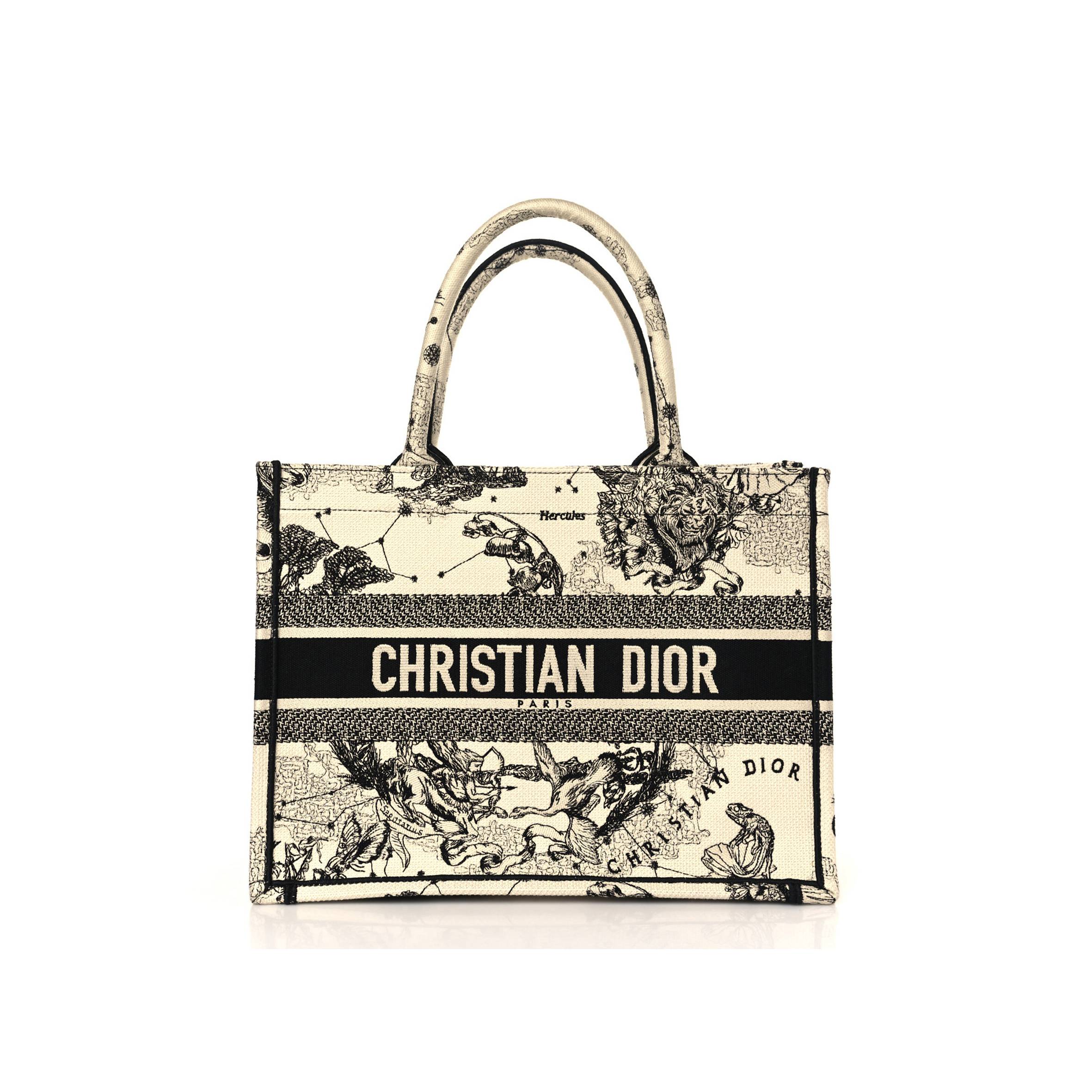 D*or canvas zodiac toile de jouy embroidered medium book latte (36*27*17.1cm)