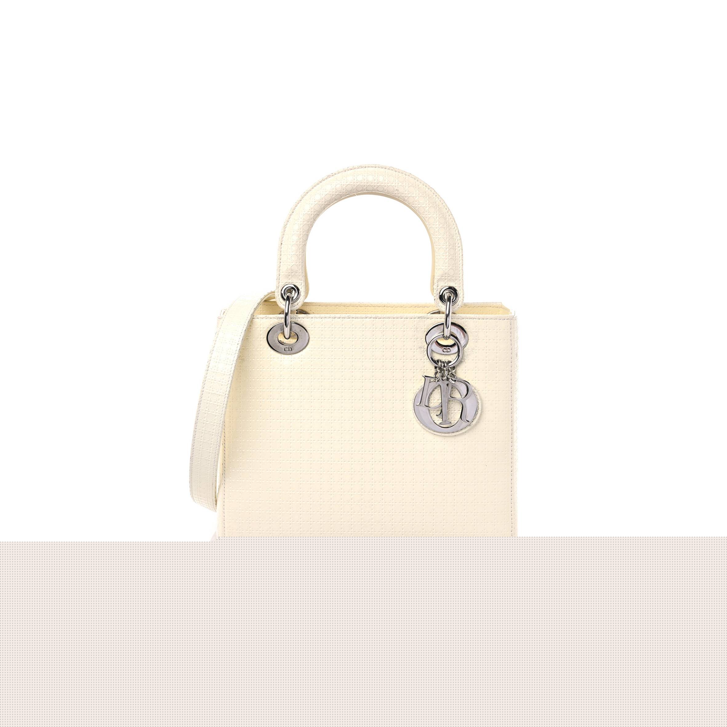 D*or patent micro-cannage mini lady D*or white (23*21*12.1cm)