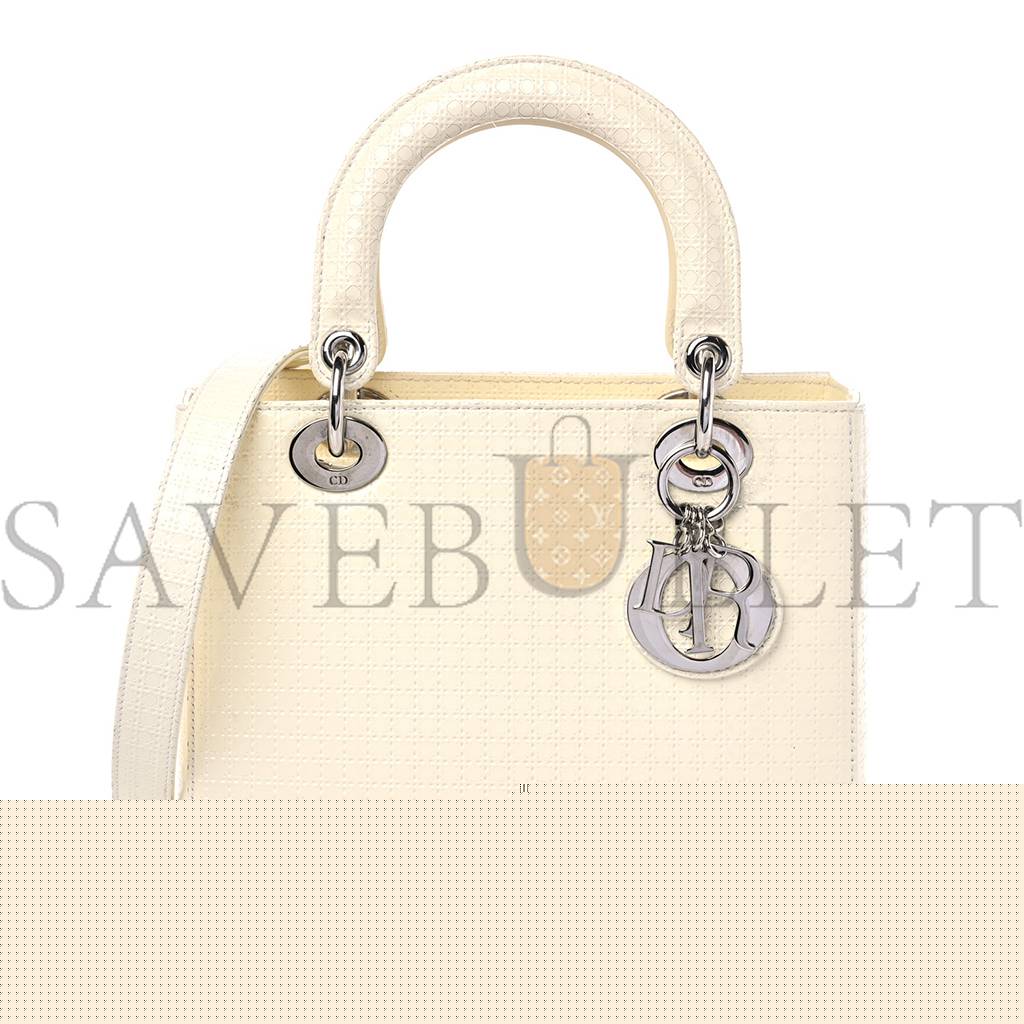 D*or patent micro-cannage mini lady D*or white (23*21*12.1cm)