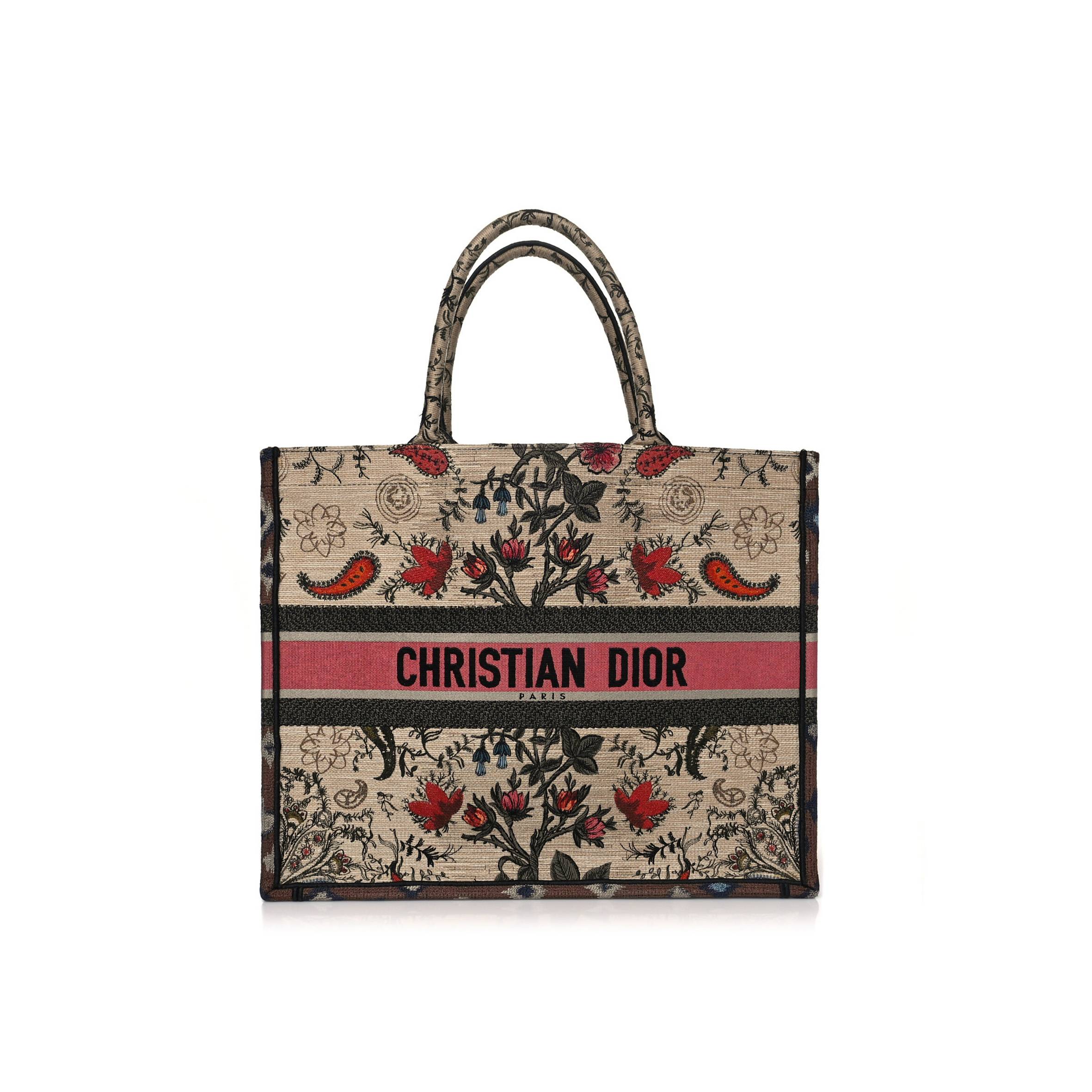 D*or canvas embroidered large broderie D*or flowers book tote multicolor (42*34*17.8cm)