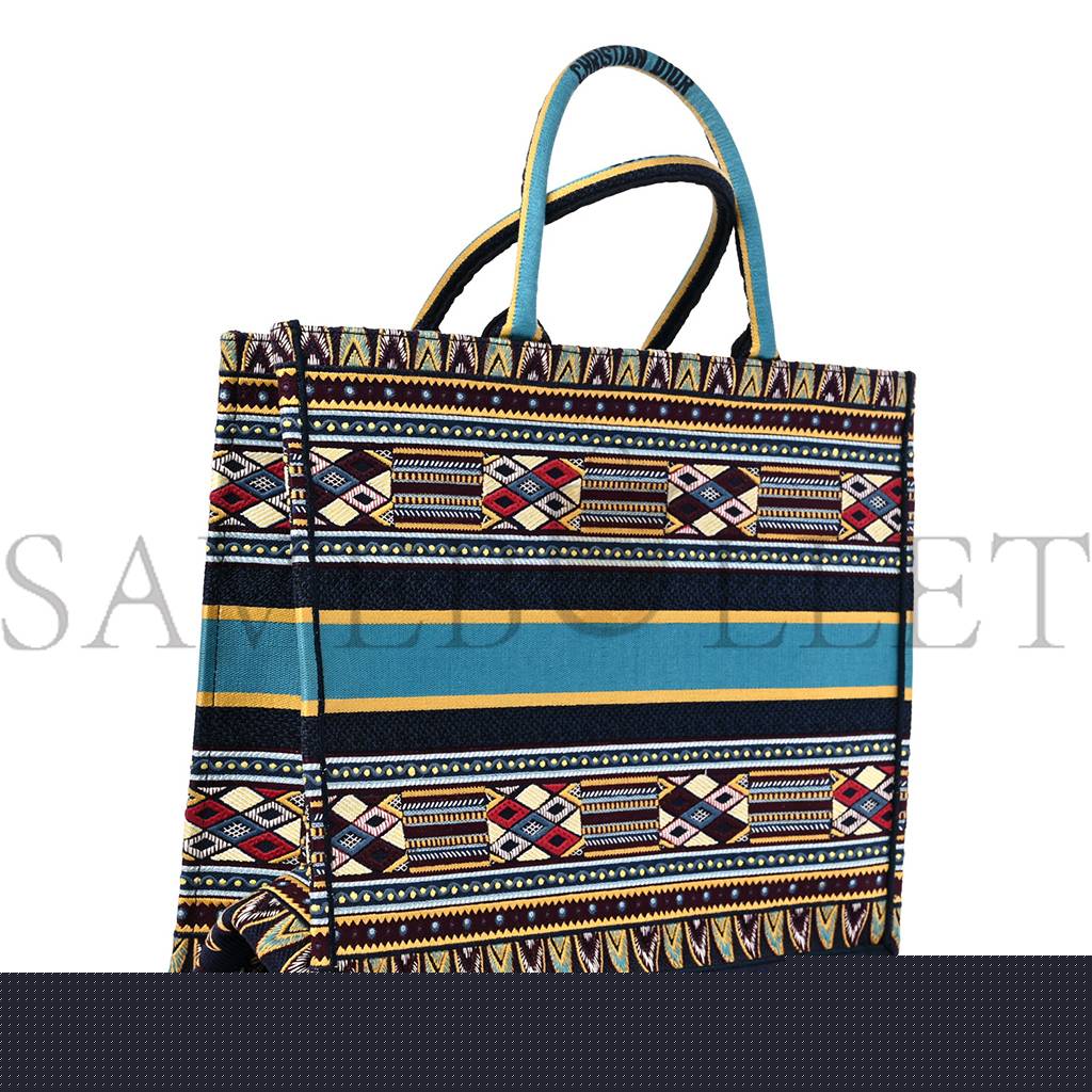 D*or canvas embroidered book tote blue multicolor (42*34*17.8cm)