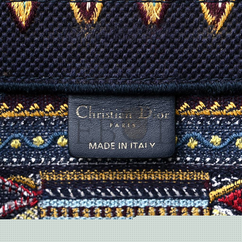 D*or canvas embroidered book tote blue multicolor (42*34*17.8cm)