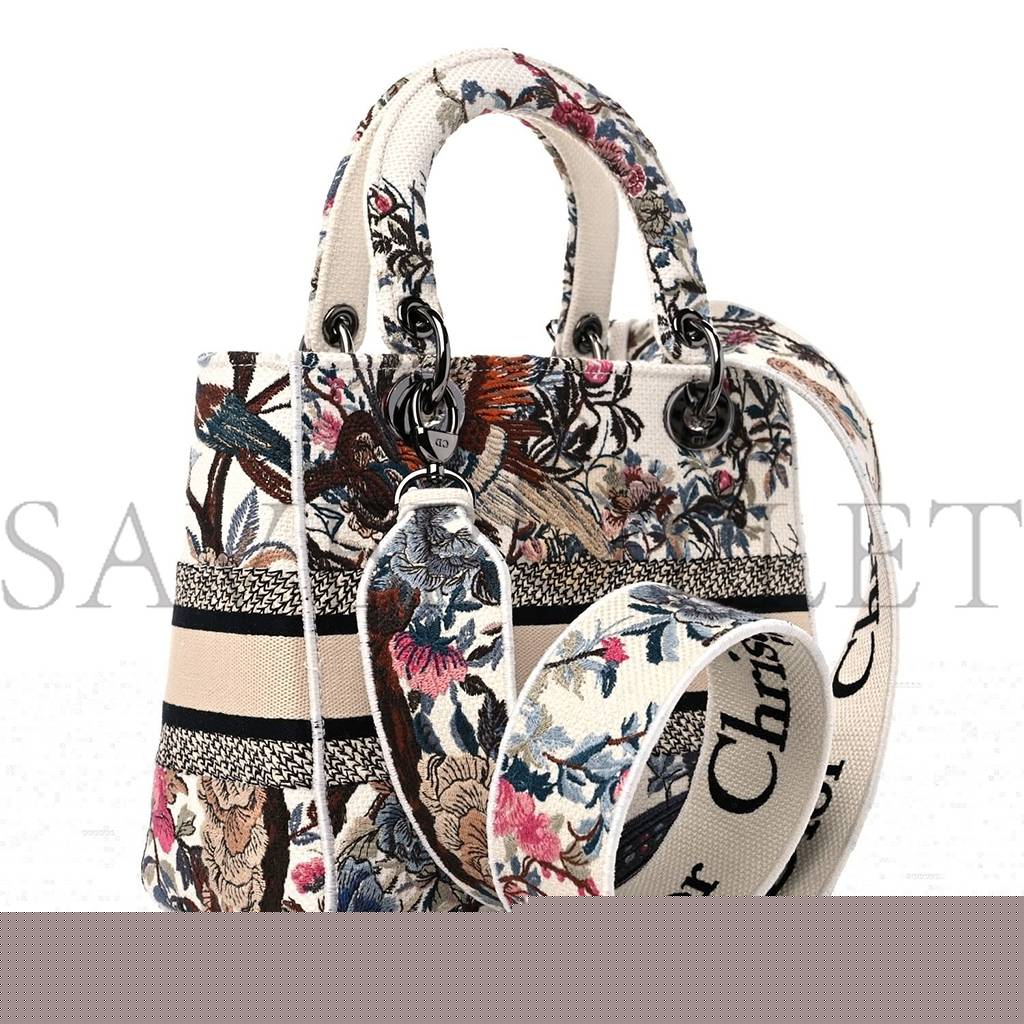 D*or canvas jardin d&#x27;hiver embroidered medium lady d-lite ecru multicolor (24*20*12.1cm)