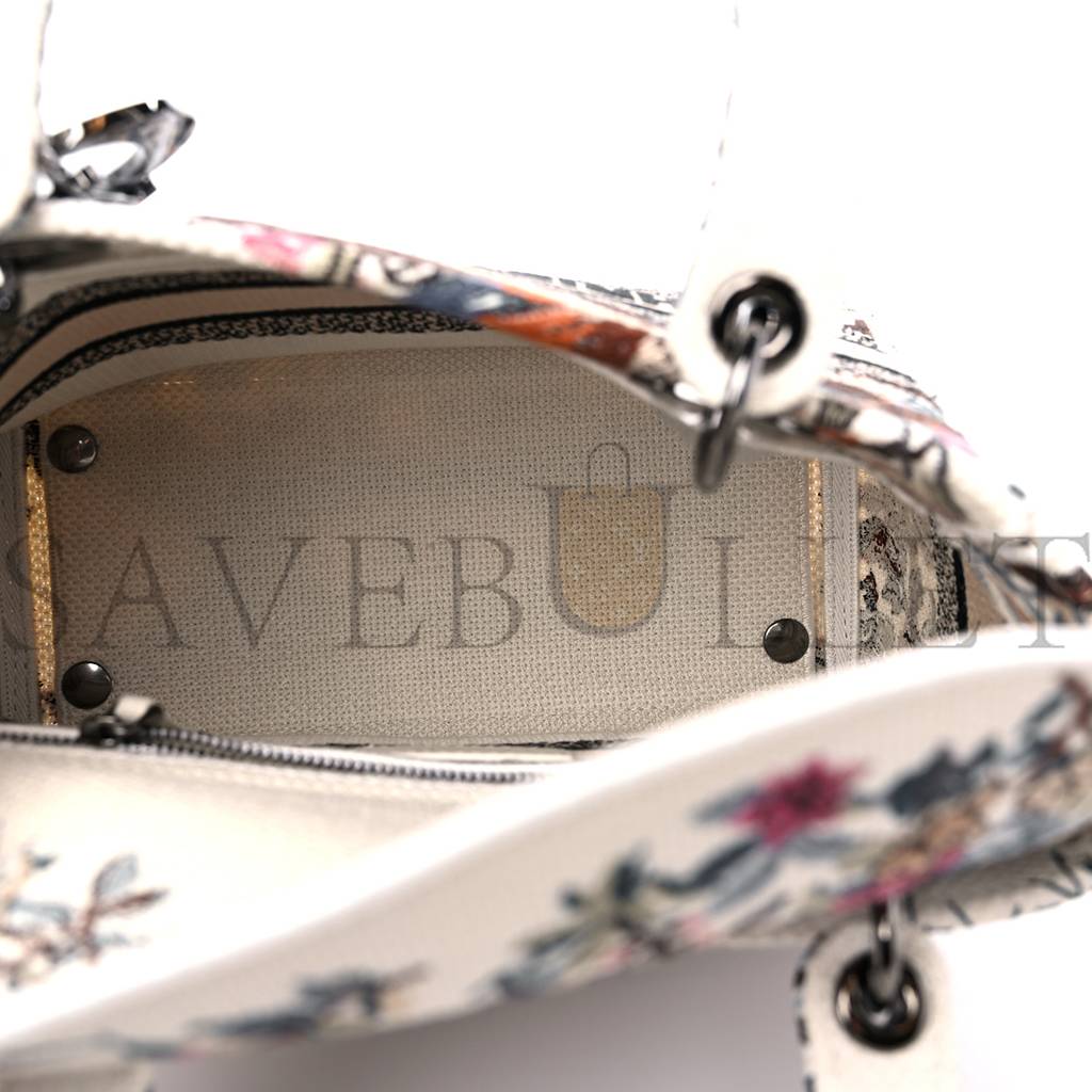 D*or canvas jardin d&#x27;hiver embroidered medium lady d-lite ecru multicolor (24*20*12.1cm)