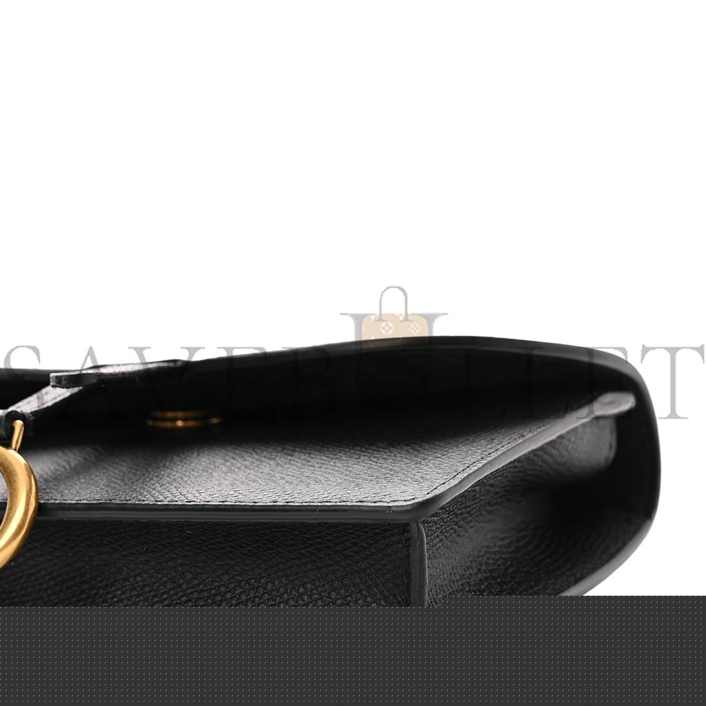 D*or grained calfskin saddle belt bag black (17*10*3.2cm)