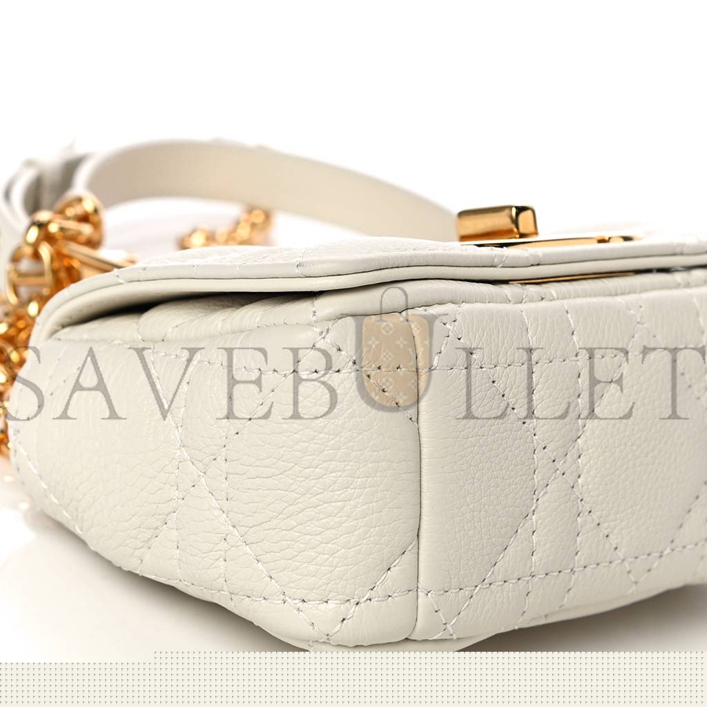 D*or supple calfskin cannage micro caro bag latte (13*8*5.7cm)