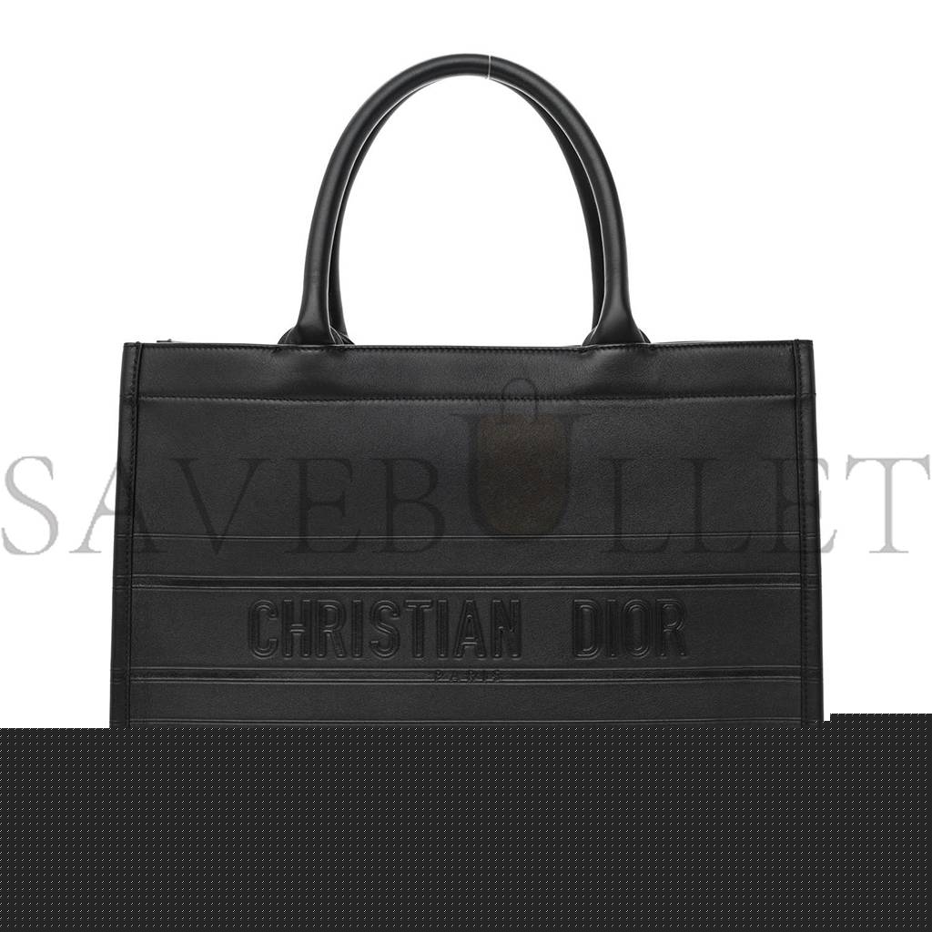 D*or calfskin embossed medium book tote black (36*27*17.1cm)
