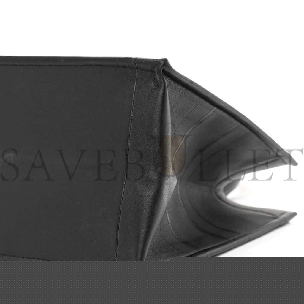 D*or calfskin embossed medium book tote black (36*27*17.1cm)