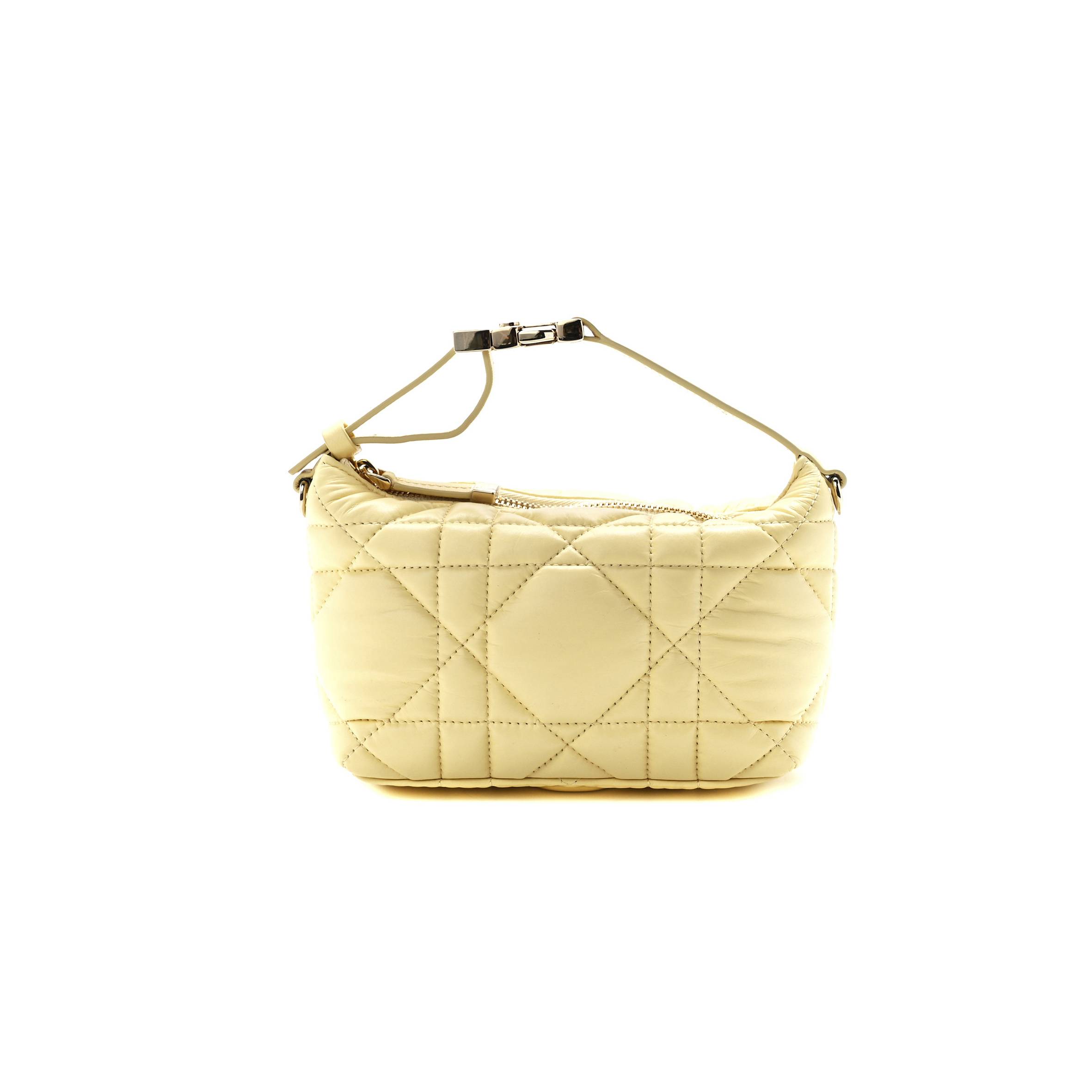 D*or calfskin macrocannage medium D*ortravel nomad pouch pale yellow (23*13*10.2cm)