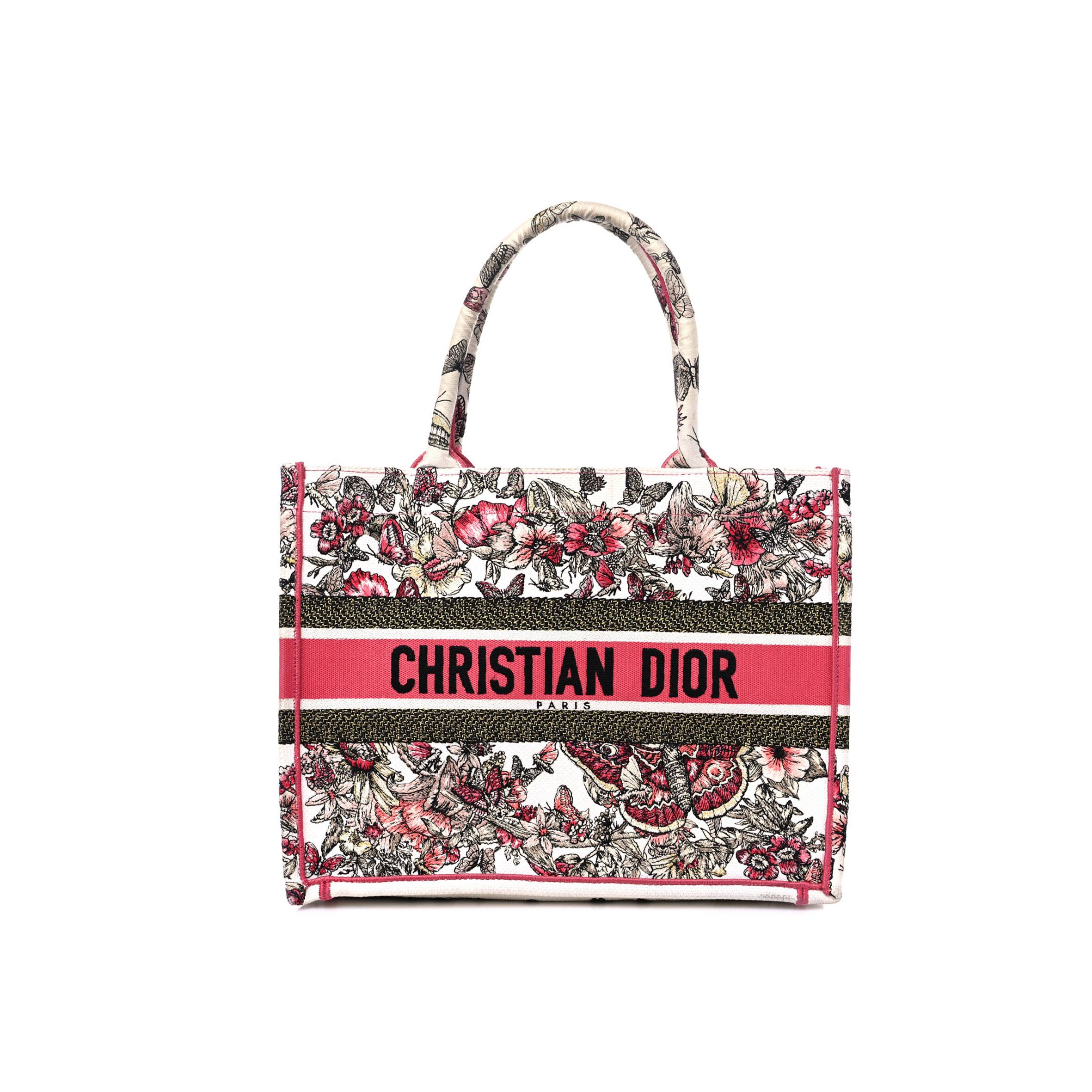 D*or canvas embroidered medium butterfly print book tote multicolor (36*26*17.1cm)