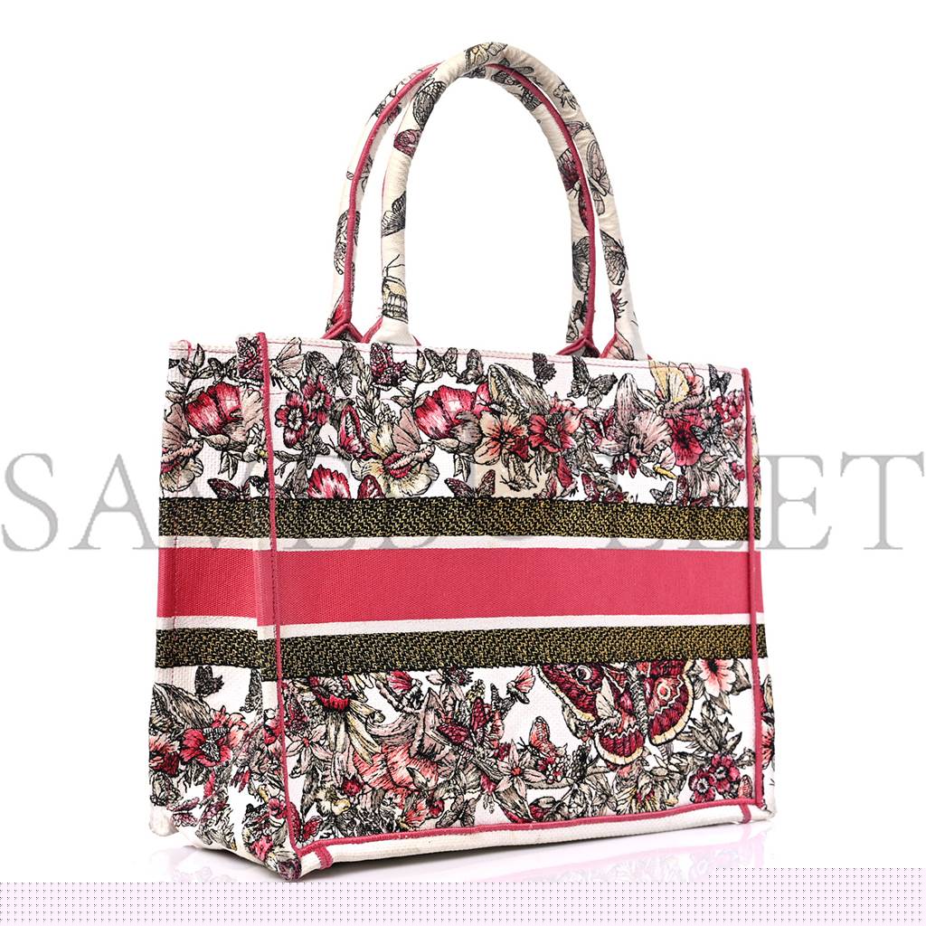 D*or canvas embroidered medium butterfly print book tote multicolor (36*26*17.1cm)