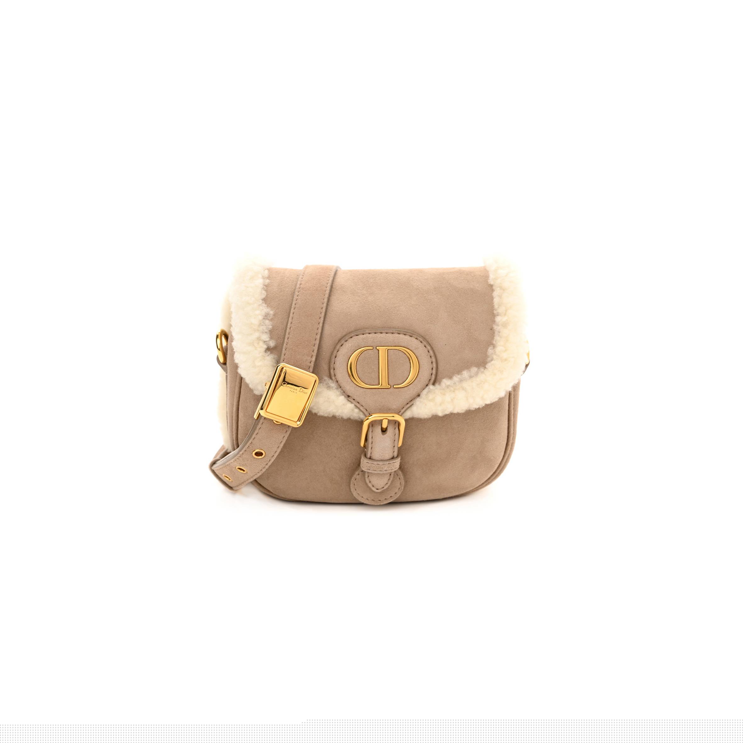 D*or suede shearling small bobby flap beige (17*17*5.7cm)
