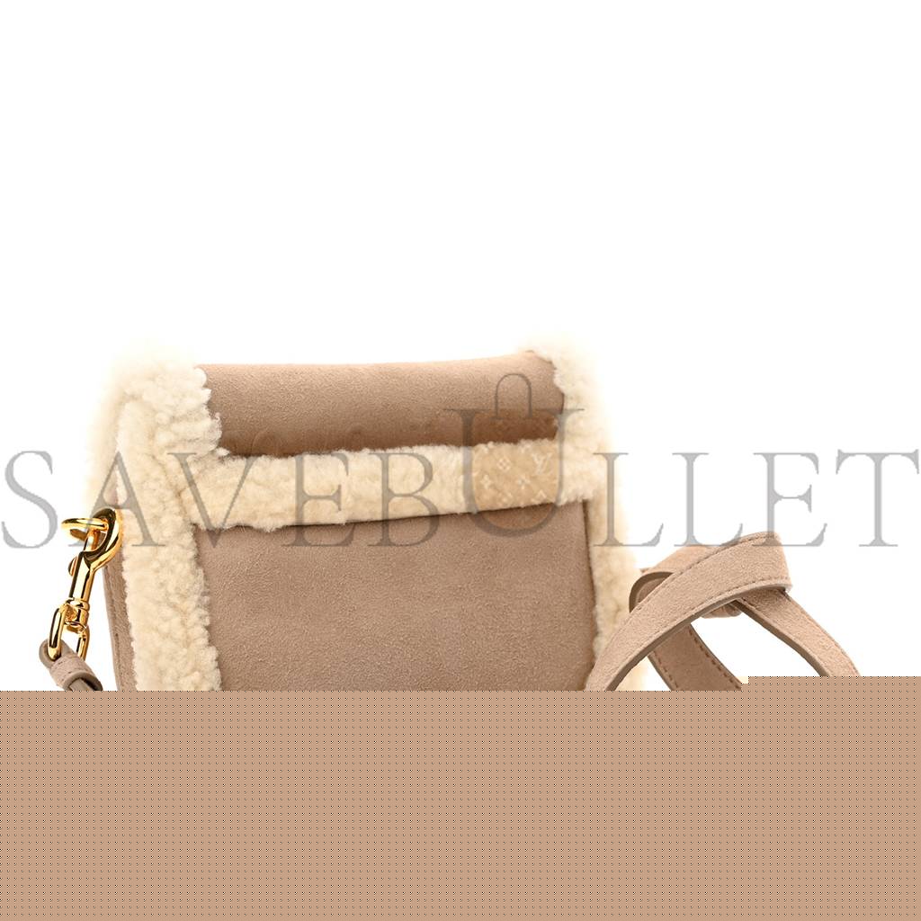 D*or suede shearling small bobby flap beige (17*17*5.7cm)