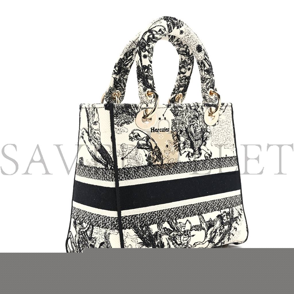 D*or canvas embroidered zodiac toile de jouy medium lady d-lite latte (23*20*11.4cm)