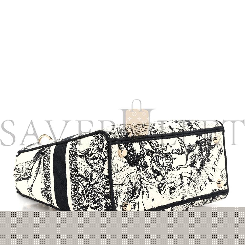 D*or canvas embroidered zodiac toile de jouy medium lady d-lite latte (23*20*11.4cm)