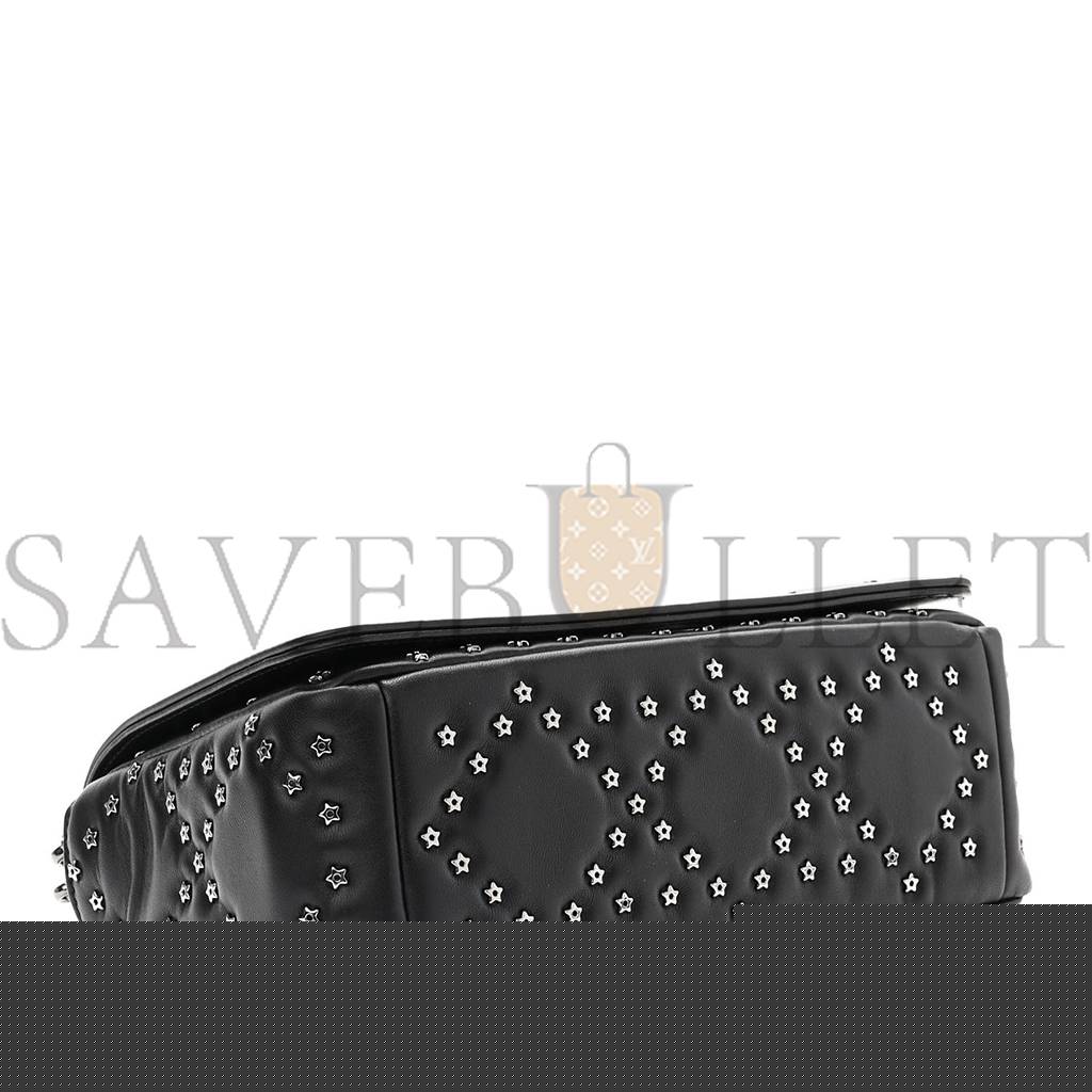 D*or calfskin lucky star macrocannage medium caro bag black (25*15*8.3cm)