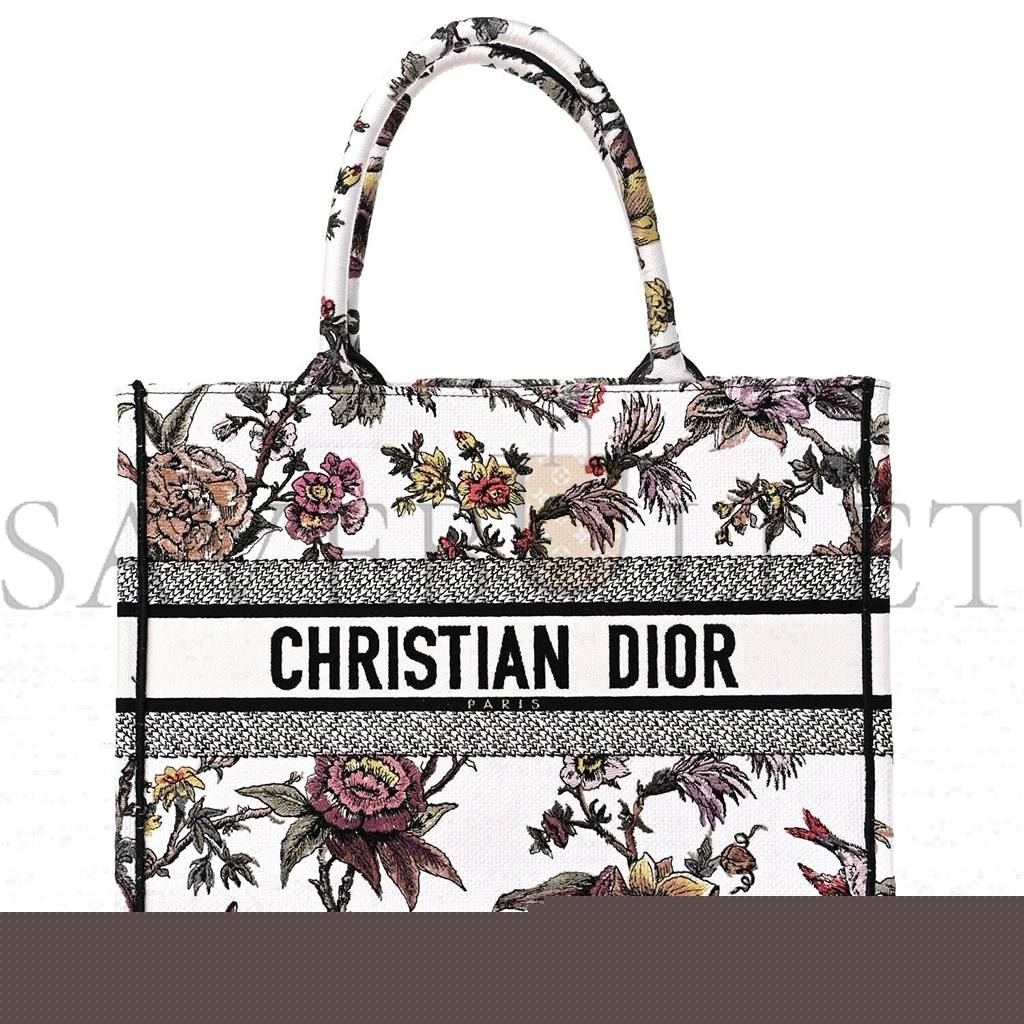 D*or canvas jardin botanique embroidered medium book tote multicolor (36*27*17.1cm)
