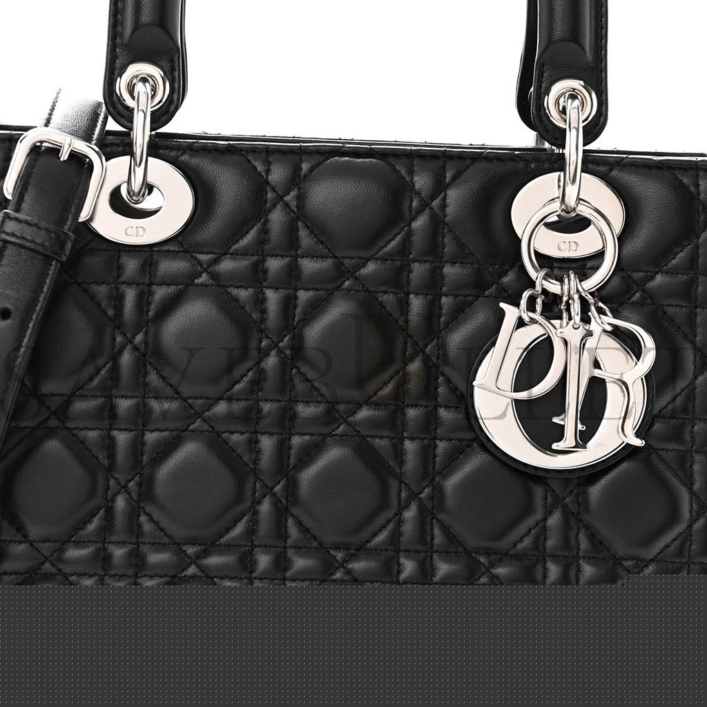 D*or lambskin cannage medium lady D*or black (24*20*12.7cm)