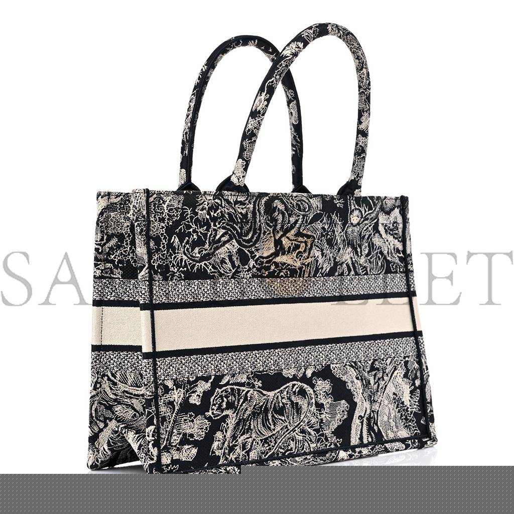 D*or canvas embroidered medium D*oriviera toile de jouy book tote blue (36*28*7.6cm)