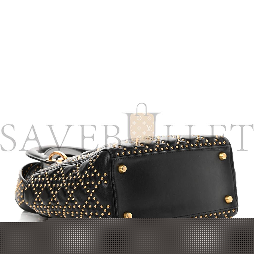 D*or calfskin cannage studded medium supple lady D*or black (23*18*12.1cm)