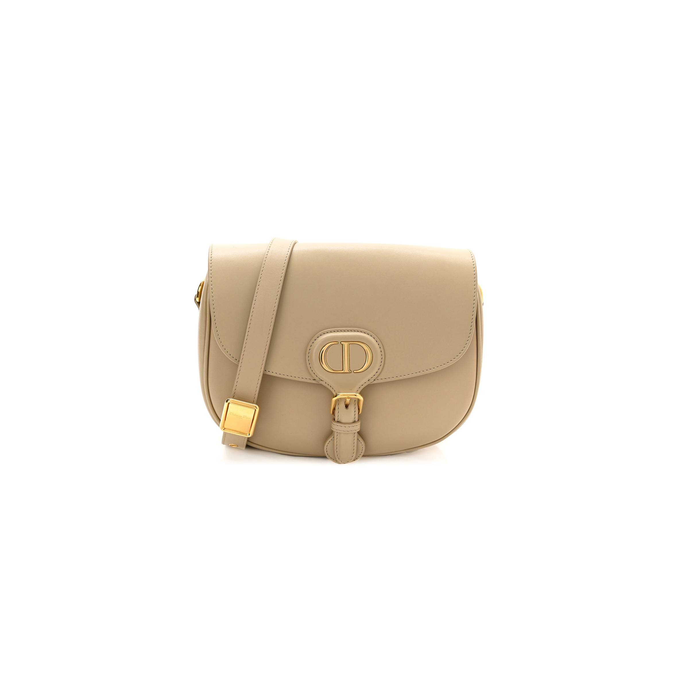 D*or box calfskin medium bobby flap beige (22*17*6.4cm)