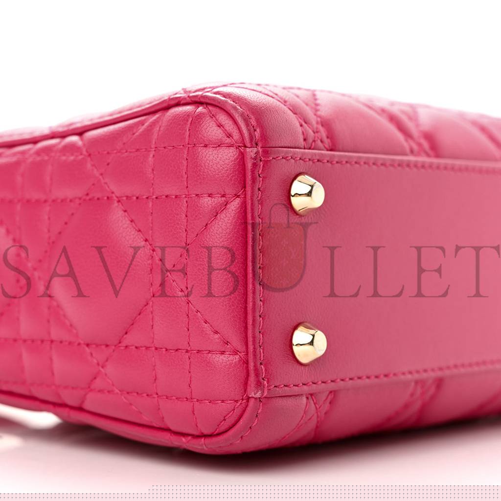 D*or lambskin cannage mini lady D*or fuchsia (17*15*7.6cm)