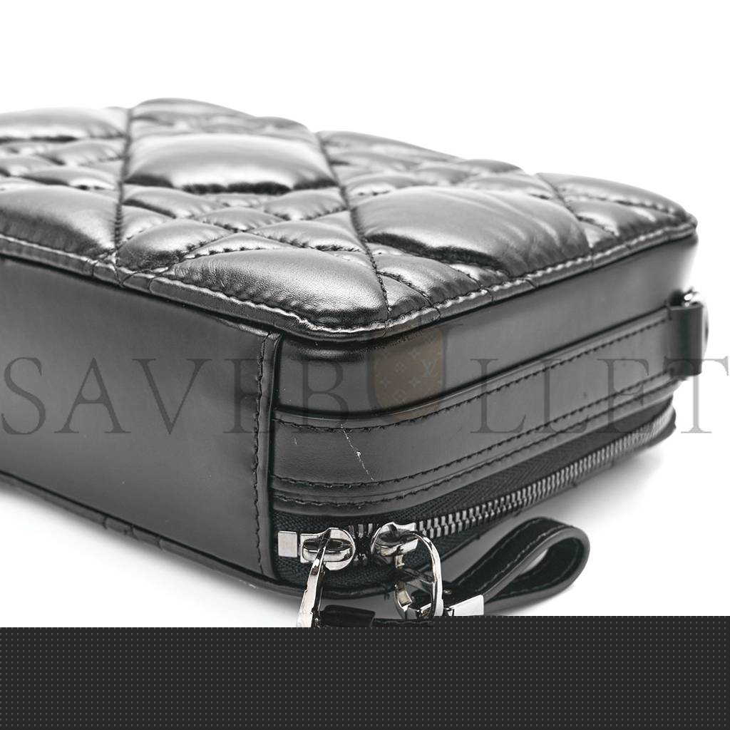 D*or calfskin macro-cannage caro box bag black (20*11*5.1cm)