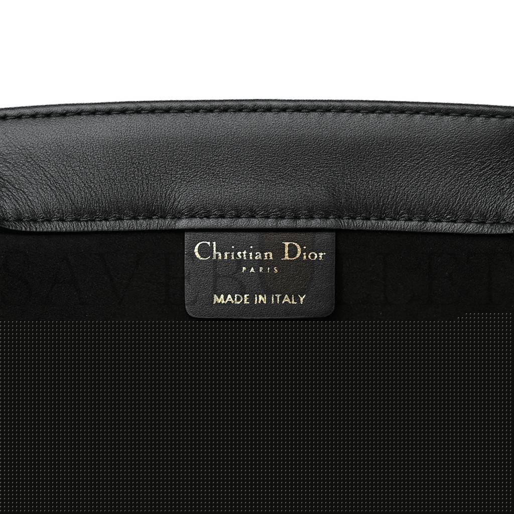 D*or calfskin embossed medium book tote black (36*27*17.8cm)